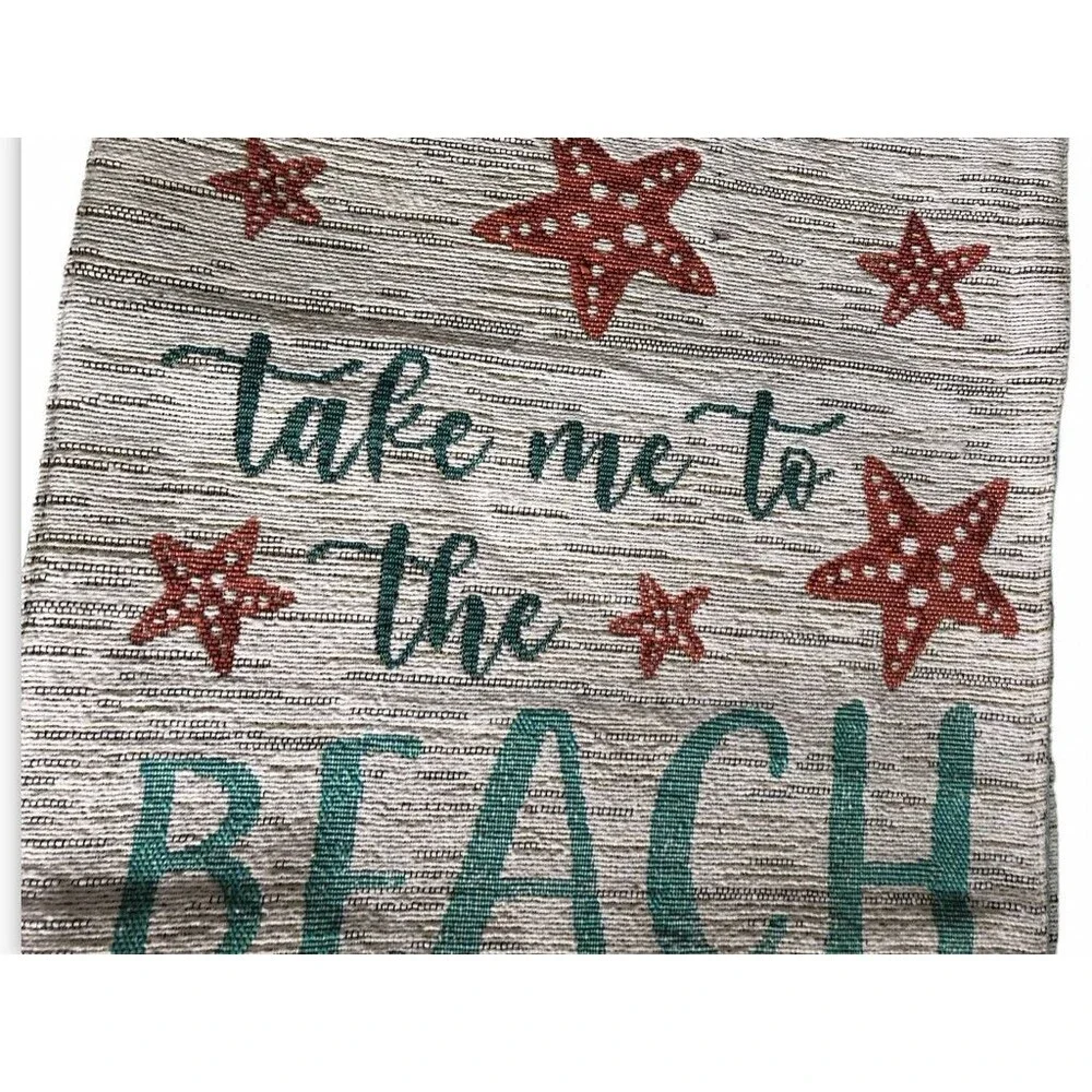 Starfish Table Runner Tapestry Take Me to The Beach Lined Summer Tropical 13x72